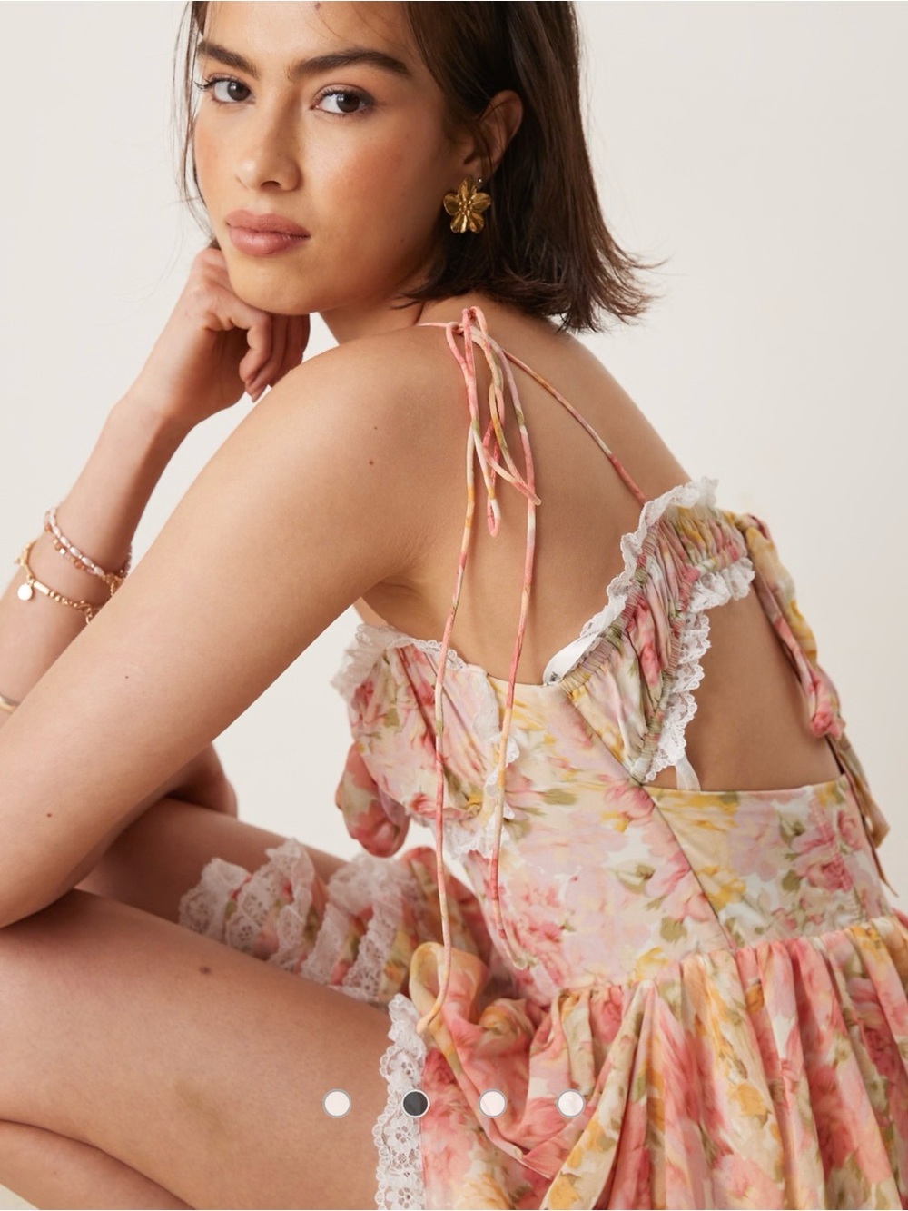 For Love & Lemons Pink Floral High-Low Corset Dress - Picture 2 of 3